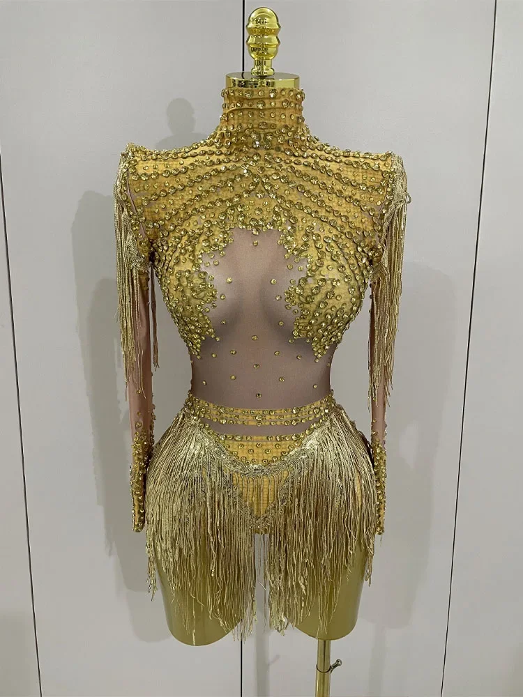 Sexy Elastic Long Sleeve Sparkly Rhinestones Sequins Tassels Bodysuit Bar Dancer Nightclub Stage Wear Birthday Party Outfit
Sexy Elastic Long Sleeve Sparkly Rhinestones Sequins Tassels Bodysuit Bar Dancer Nightclub Stage Wear Birthday Party Outfit