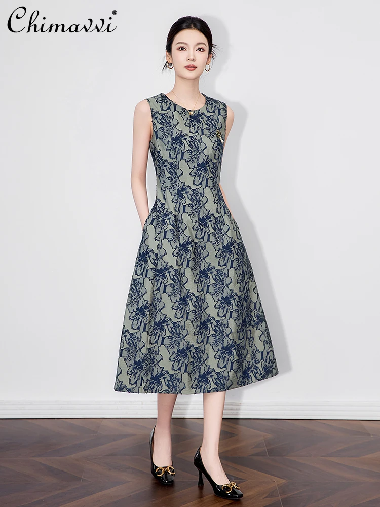 2025 Autumn French Elegant Retro Commuter Dress Round Neck Sleeveless High Waist Slim A-line Temperament Long Dress for Women
2025 Autumn French Elegant Retro Commuter Dress Round Neck Sleeveless High Waist Slim A-line Temperament Long Dress for Women