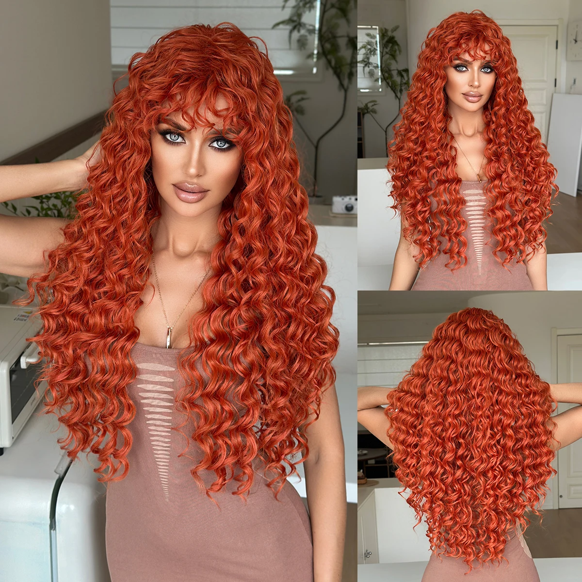 NAMM Long Afro Kinky Curly Wig with Bangs Synthetic Orange Curly Wig For Women Natural Hair Cosplay Party Heat Resistant Wigs
NAMM Long Afro Kinky Curly Wig with Bangs Synthetic Orange Curly Wig For Women Natural Hair Cosplay Party Heat Resistant Wigs