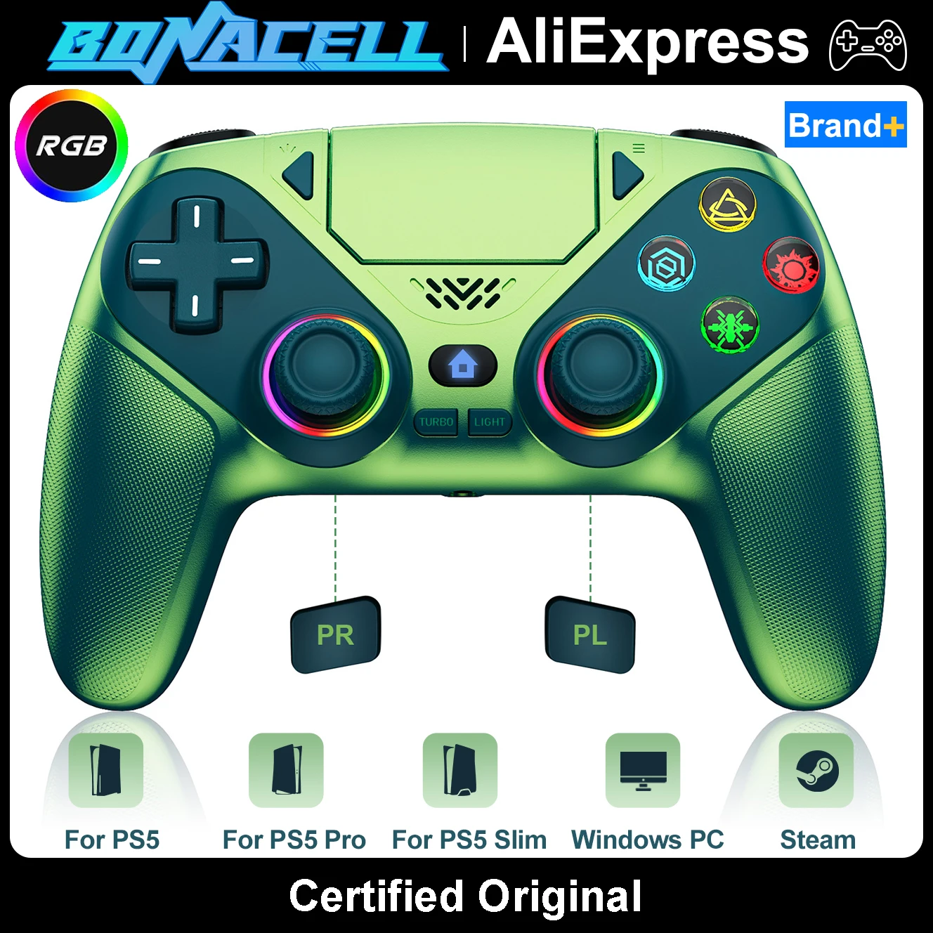 For PlayStation 5/PS5 Pro/Slim PC Controller RGB Light Wireless Gamepads Marco/Turbo Function Hall Effect Game Control Joystick
For PlayStation 5/PS5 Pro/Slim PC Controller RGB Light Wireless Gamepads Marco/Turbo Function Hall Effect Game Control Joystick