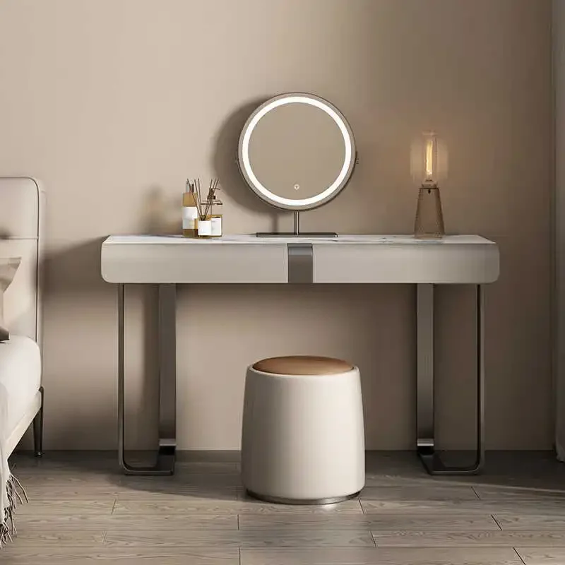 Stool Set French Vanity Integrated Light Luxury Minimalist Lights Dressers Mirrors Design Small Penteadeira Bedroom Furniture 
Stool Set French Vanity Integrated Light Luxury Minimalist Lights Dressers Mirrors Design Small Penteadeira Bedroom Furniture