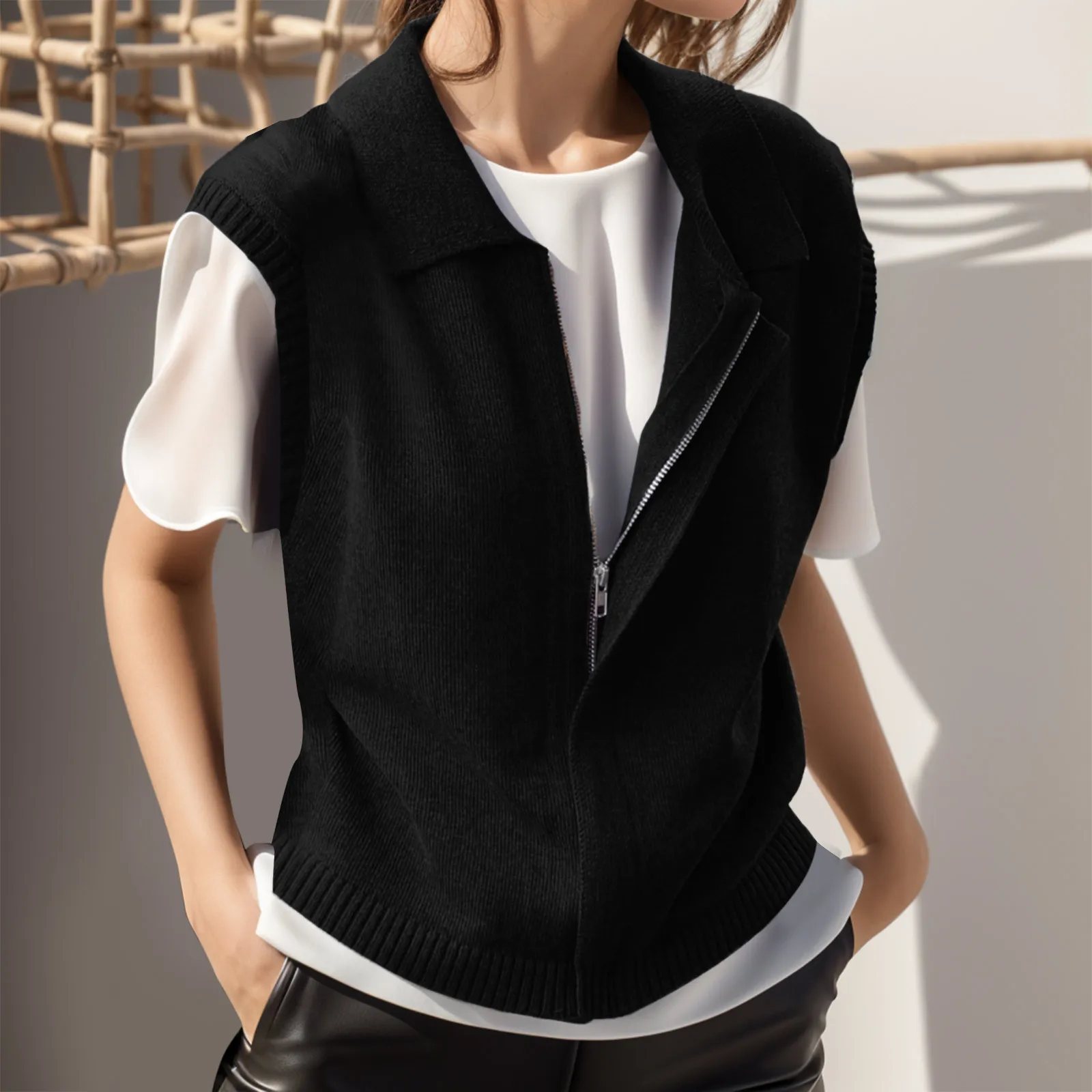 Zipper Sweater Vest For Women 2024 New Fashion Casual Sleeveless Jacket Top Streetwear Casual Solid Color Tank Jumpers Vests
Zipper Sweater Vest For Women 2024 New Fashion Casual Sleeveless Jacket Top Streetwear Casual Solid Color Tank Jumpers Vests