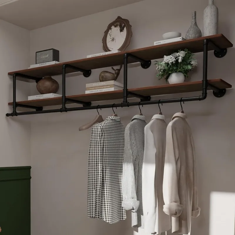Clothes Rack 72in, Wall Mounted Garment Rack with Real Wood Shelf, Heavy Duty Hanging Clothes Rack, Multi-Purpose Hanging Rod,
Clothes Rack 72in, Wall Mounted Garment Rack with Real Wood Shelf, Heavy Duty Hanging Clothes Rack, Multi-Purpose Hanging Rod,