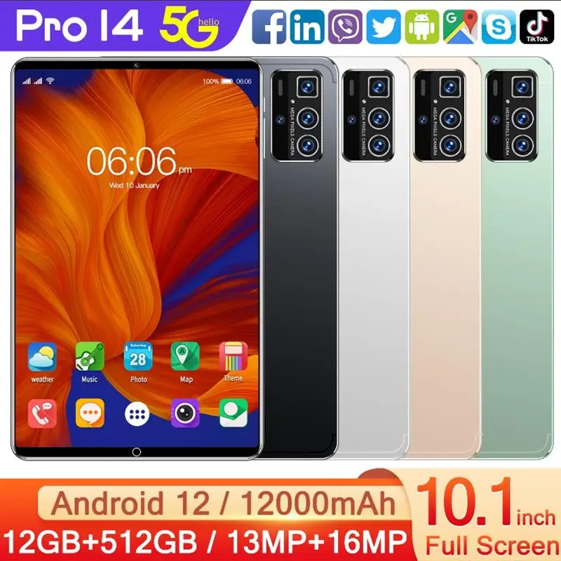 Pro14 Android 12 8 ГБ ОЗУ 256 ГБ ПЗУ 10,1-дюймовый Планшет с экраном 4k HD 5G Dual SIM-карта
Pro14 Android 12 8 ГБ ОЗУ 256 ГБ ПЗУ 10,1-дюймовый Планшет с экраном 4k HD 5G Dual SIM-карта
