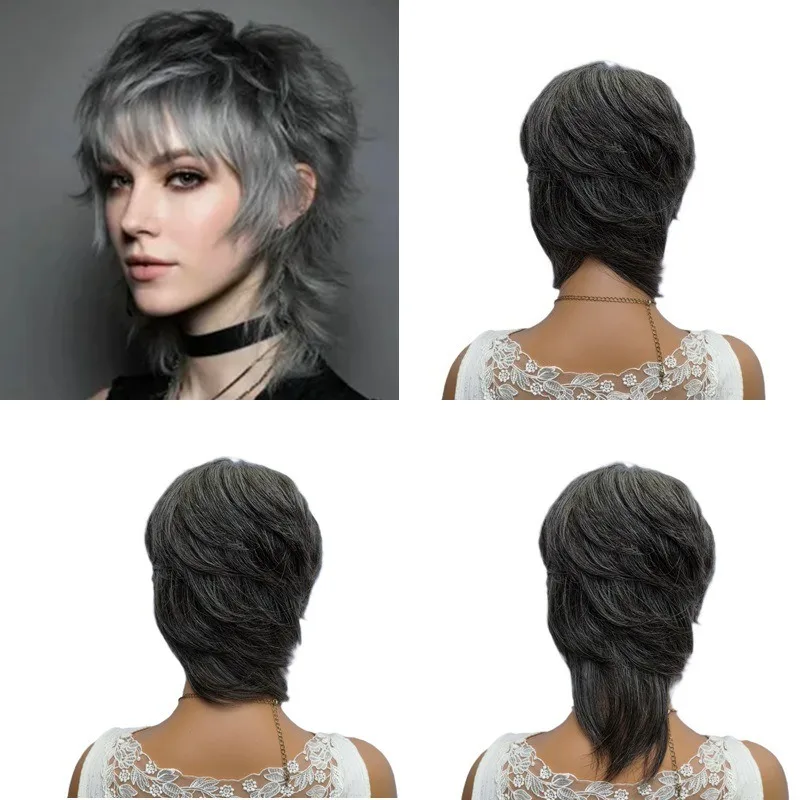 8 Inch Salt & Pepper Gray Human Hair Full Cap Wig Machine Made No Lace with Side Fringe for Lady Women Natural Daily Wear
8 Inch Salt & Pepper Gray Human Hair Full Cap Wig Machine Made No Lace with Side Fringe for Lady Women Natural Daily Wear