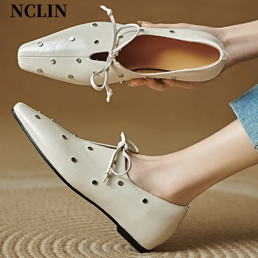 2025 Fashion Women Flats Rivet Shoes Slip on Mary Janes Woman Genuine Leather Pointed Toe Casual Spring Summer 34-40
2025 Fashion Women Flats Rivet Shoes Slip on Mary Janes Woman Genuine Leather Pointed Toe Casual Spring Summer 34-40
