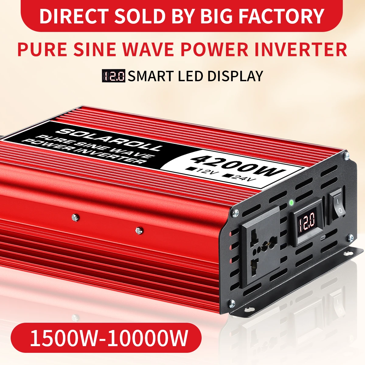 Power Inverter Pure Sine Wave 3200W 12V/24v DC to 220V/240V AC Converter with AC Outlets And Cooling Fans
Power Inverter Pure Sine Wave 3200W 12V/24v DC to 220V/240V AC Converter with AC Outlets And Cooling Fans