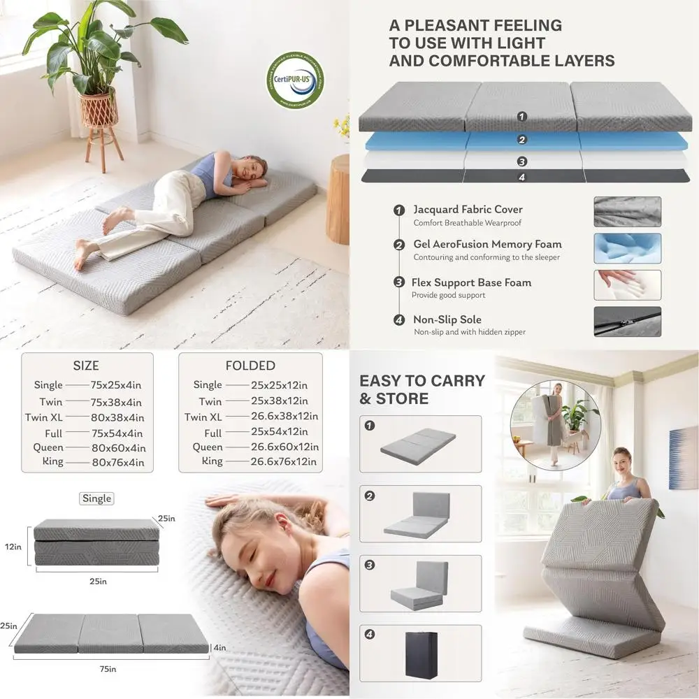 Tri-old Memory oam Mattr, 4 inch Single olding Mattrwith Collapsible and Washable Cover, Travel and Gt Mat, 75"×25"×4", Grey
Tri-old Memory oam Mattr, 4 inch Single olding Mattrwith Collapsible and Washable Cover, Travel and Gt Mat, 75"×25"×4", Grey