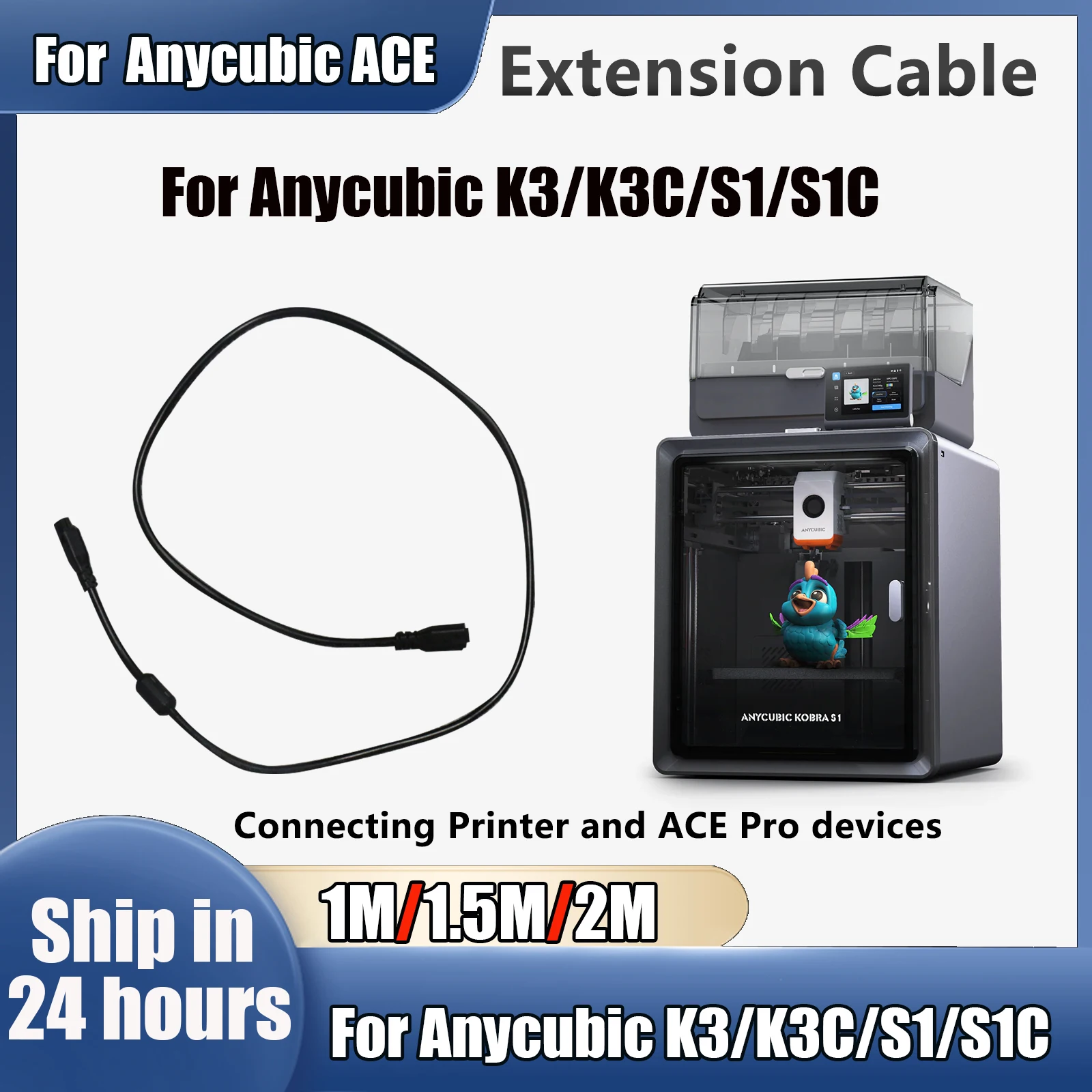 Удлинительный кабель ACE Pro для Anycubic kobra 3, 4-контактный удлинительный кабель ACE для 3D-принтера Kobra3 Combo/S1Cobom
Удлинительный кабель ACE Pro для Anycubic kobra 3, 4-контактный удлинительный кабель ACE для 3D-принтера Kobra3 Combo/S1Cobom