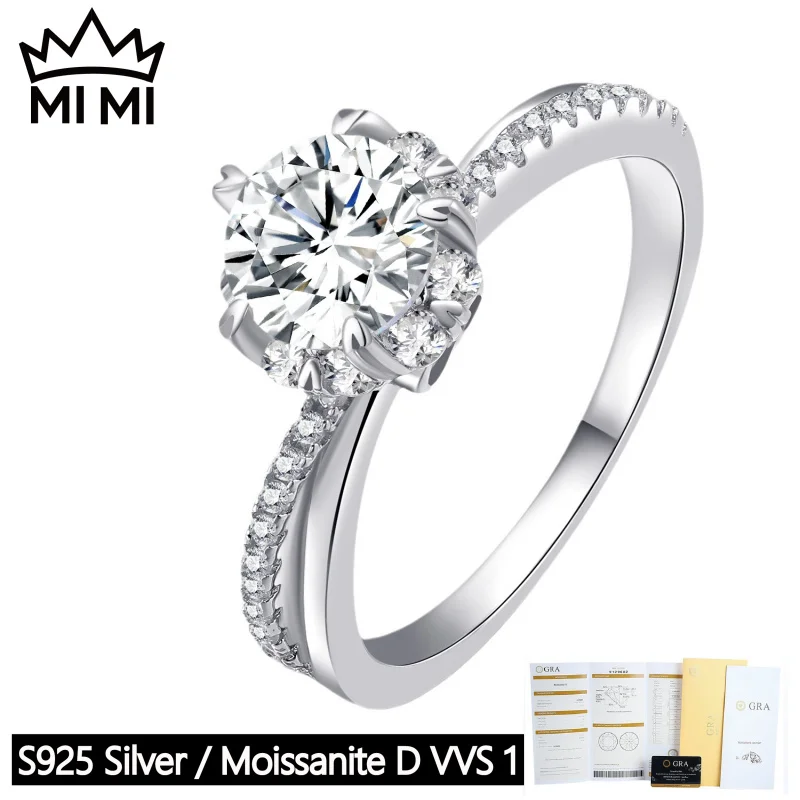 MI MI S925 Sterling Silver Сертифицированный GRA Мозанит 1 Карат Солитер Обручальное Кольцо для Женщин с Подарочной Коробкой
MI MI S925 Sterling Silver Сертифицированный GRA Мозанит 1 Карат Солитер Обручальное Кольцо для Женщин с Подарочной Коробкой
