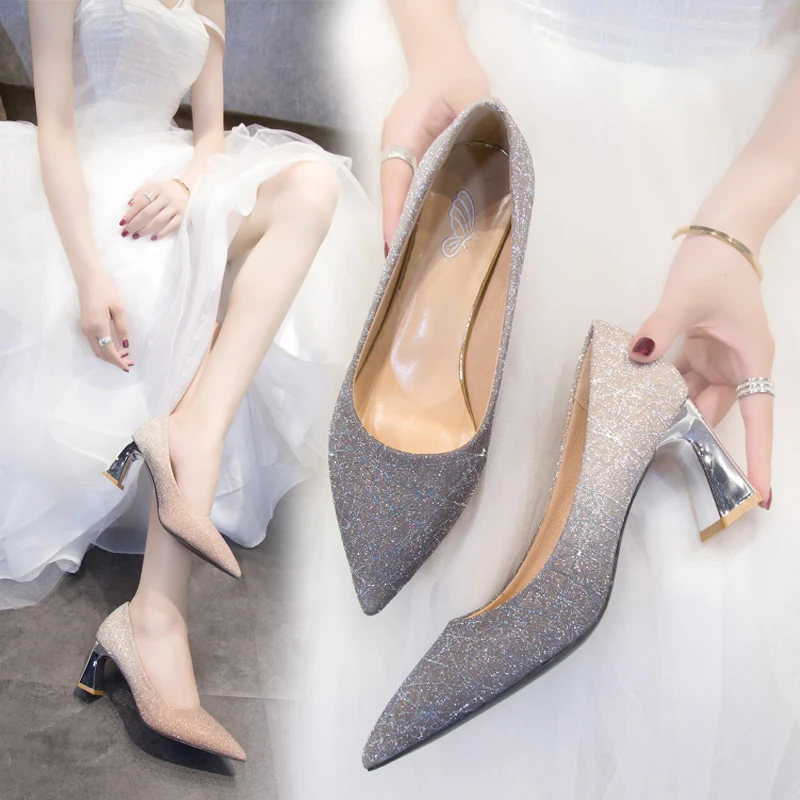Sequins Wedding Party Shoes Women Sexy Pointed Toe 6.5cm Thick Heel Pumps Woman Slip-On Shining Banquet High Heels Shoes Female
Sequins Wedding Party Shoes Women Sexy Pointed Toe 6.5cm Thick Heel Pumps Woman Slip-On Shining Banquet High Heels Shoes Female