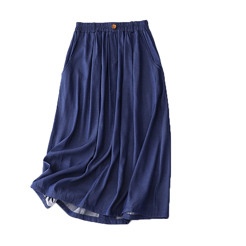 Ice Silk Denim Skirt For Women Summer Loose Casual Hem Split Denim Skirt Solid Color Elastic Waist Versatile A-line Skirt
Ice Silk Denim Skirt For Women Summer Loose Casual Hem Split Denim Skirt Solid Color Elastic Waist Versatile A-line Skirt