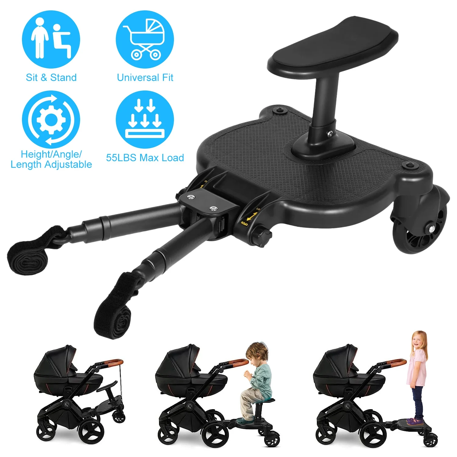 New universal stroller board with removable seat, 2-in-1 sit-stand stroller glider, suitable for most strollers
New universal stroller board with removable seat, 2-in-1 sit-stand stroller glider, suitable for most strollers