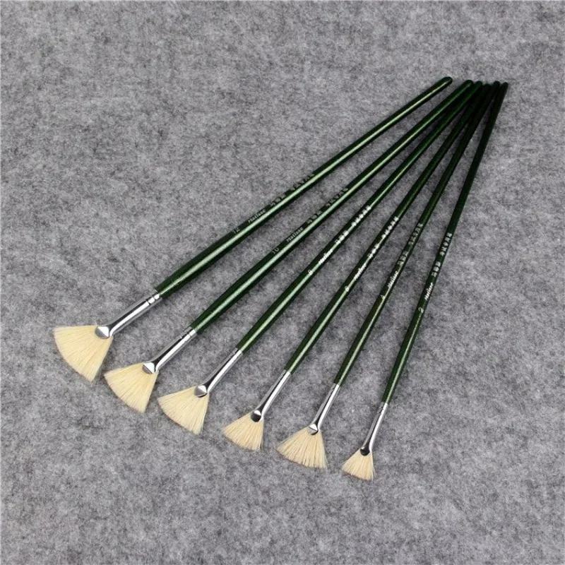 Набор из 6 кистей для рисования в форме веера из свиной щетины, профессиональные кисти для масляной живописи, художественные принадлежности.
Набор из 6 кистей для рисования в форме веера из свиной щетины, профессиональные кисти для масляной живописи, художественные принадлежности.