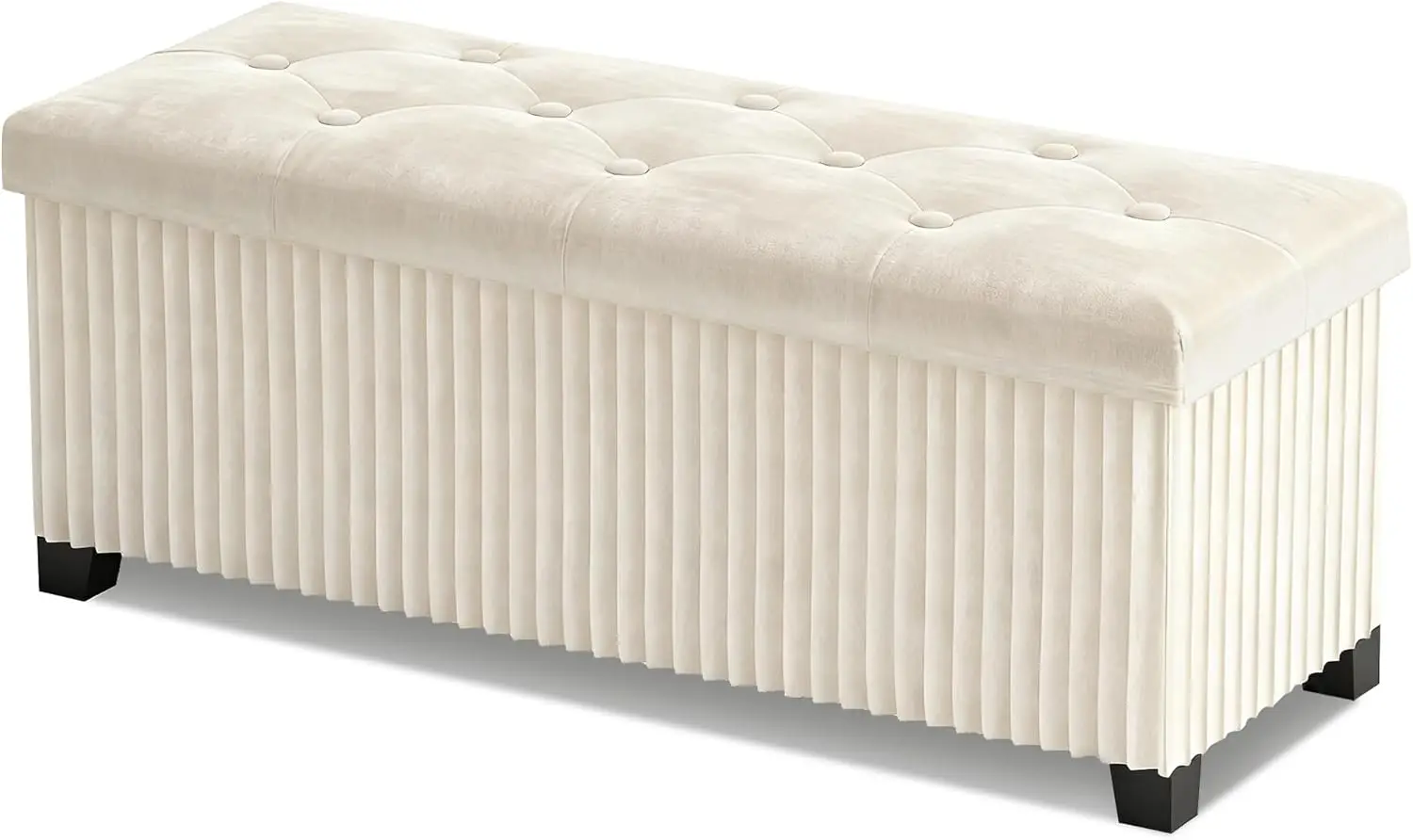 43 Inch Storage Ottoman Bench, Foldable Foot Rest Stool with Legs, Velvet End of Bed Bench for Living Room Bedroom Beige
43 Inch Storage Ottoman Bench, Foldable Foot Rest Stool with Legs, Velvet End of Bed Bench for Living Room Bedroom Beige