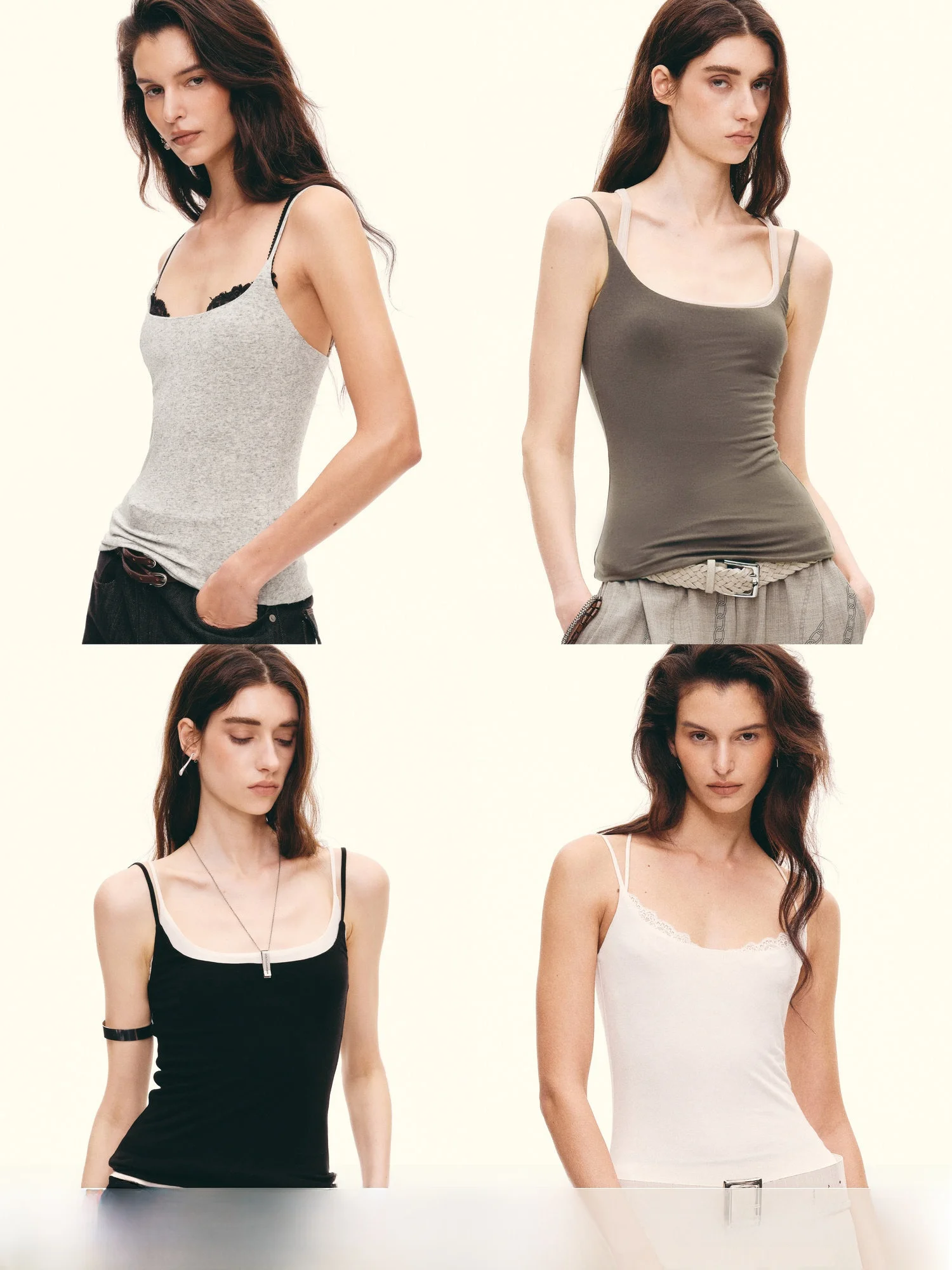 Silk Blend U-Neck Strap Vest Top Women's Tight Fit Minimalist Building Line Relaxing Silk Mixed Fashion by Fu Zhen
Silk Blend U-Neck Strap Vest Top Women's Tight Fit Minimalist Building Line Relaxing Silk Mixed Fashion by Fu Zhen