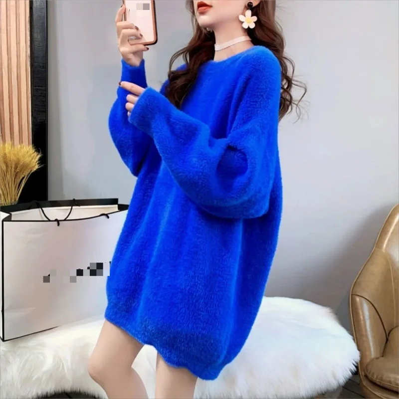 2023 Autumn/Winter sweater imitation mink velvet loose lazy mid-long knit base sweater temperament warm sweater
2023 Autumn/Winter sweater imitation mink velvet loose lazy mid-long knit base sweater temperament warm sweater