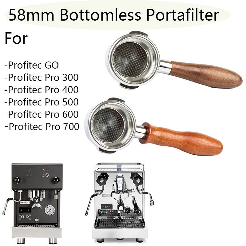 58mm Coffee Bottomless Portafilter With 2 Cup Basket For Profitec GO, Pro 300/400/500/600/700 Espresso Machines Barista Tools
58mm Coffee Bottomless Portafilter With 2 Cup Basket For Profitec GO, Pro 300/400/500/600/700 Espresso Machines Barista Tools