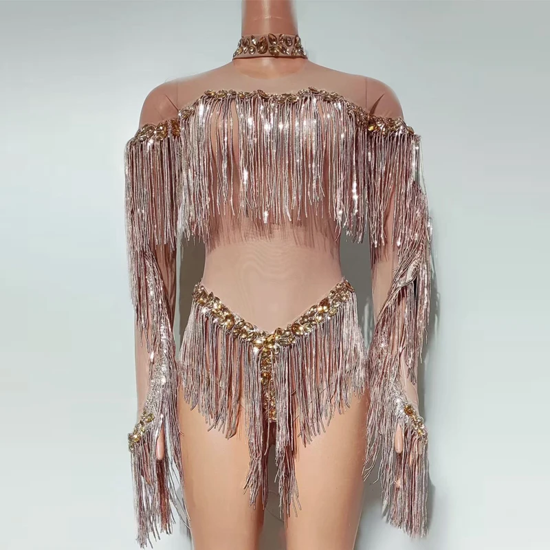 Drag Queen Outfit Sexy Gogo Dancer Costume Women Godl Rhinestones Fringed Bodysuit Nightclub Dj Ds Pole Dance Clothing XS9583
Drag Queen Outfit Sexy Gogo Dancer Costume Women Godl Rhinestones Fringed Bodysuit Nightclub Dj Ds Pole Dance Clothing XS9583