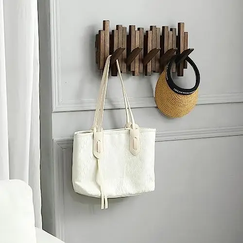 Acacia Wood Wall Hanging Coat Rack With Five Flip-Down Hooks, Walnut Tone Finished With Natural Wax Oil, Modern Entryway
Acacia Wood Wall Hanging Coat Rack With Five Flip-Down Hooks, Walnut Tone Finished With Natural Wax Oil, Modern Entryway