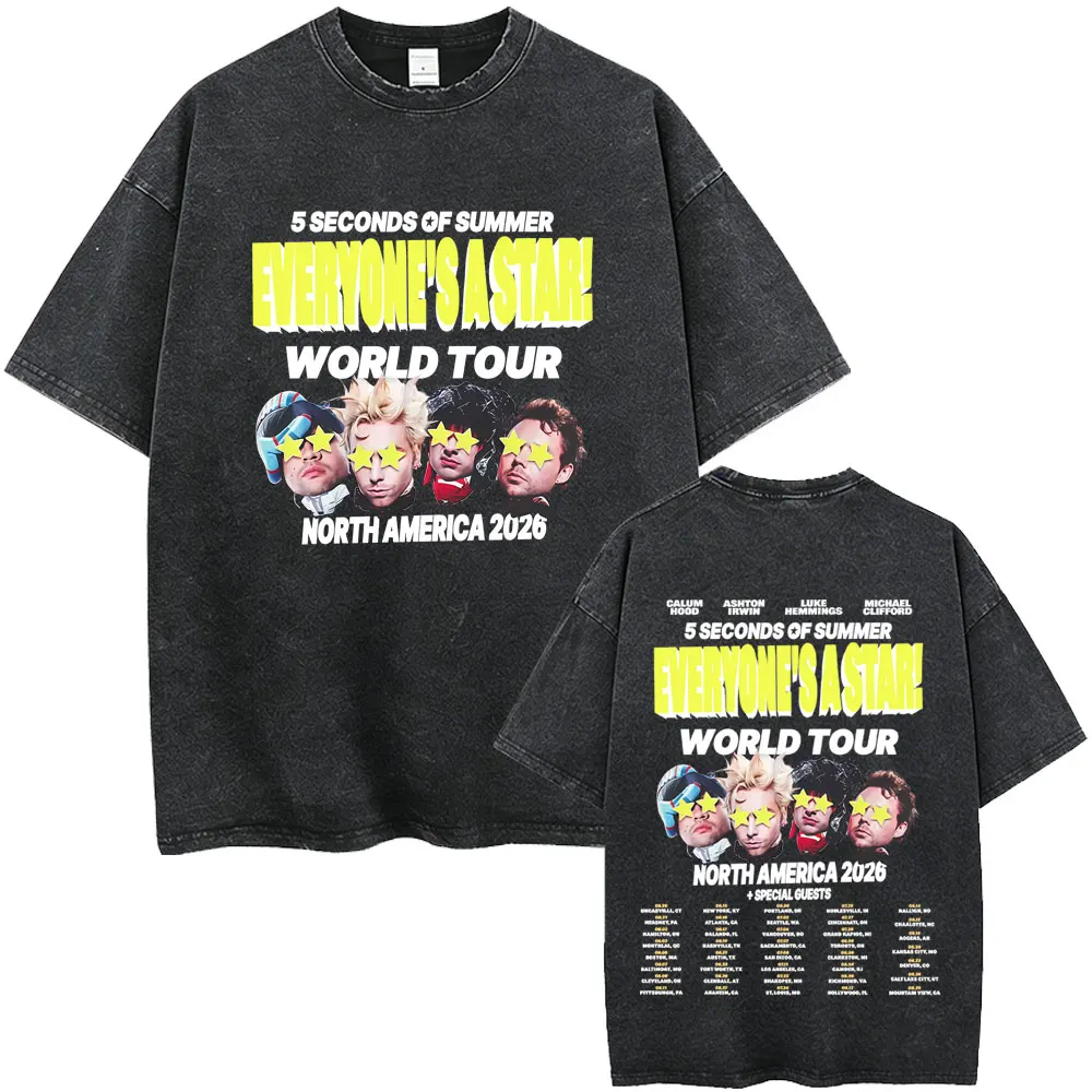 Washed Vintage 5 Seconds of Summer Everyone's A Star World Tour 2026 T-shirt Men's Women Clothing Pop Punk Rock Retro T Shirts
Washed Vintage 5 Seconds of Summer Everyone's A Star World Tour 2026 T-shirt Men's Women Clothing Pop Punk Rock Retro T Shirts