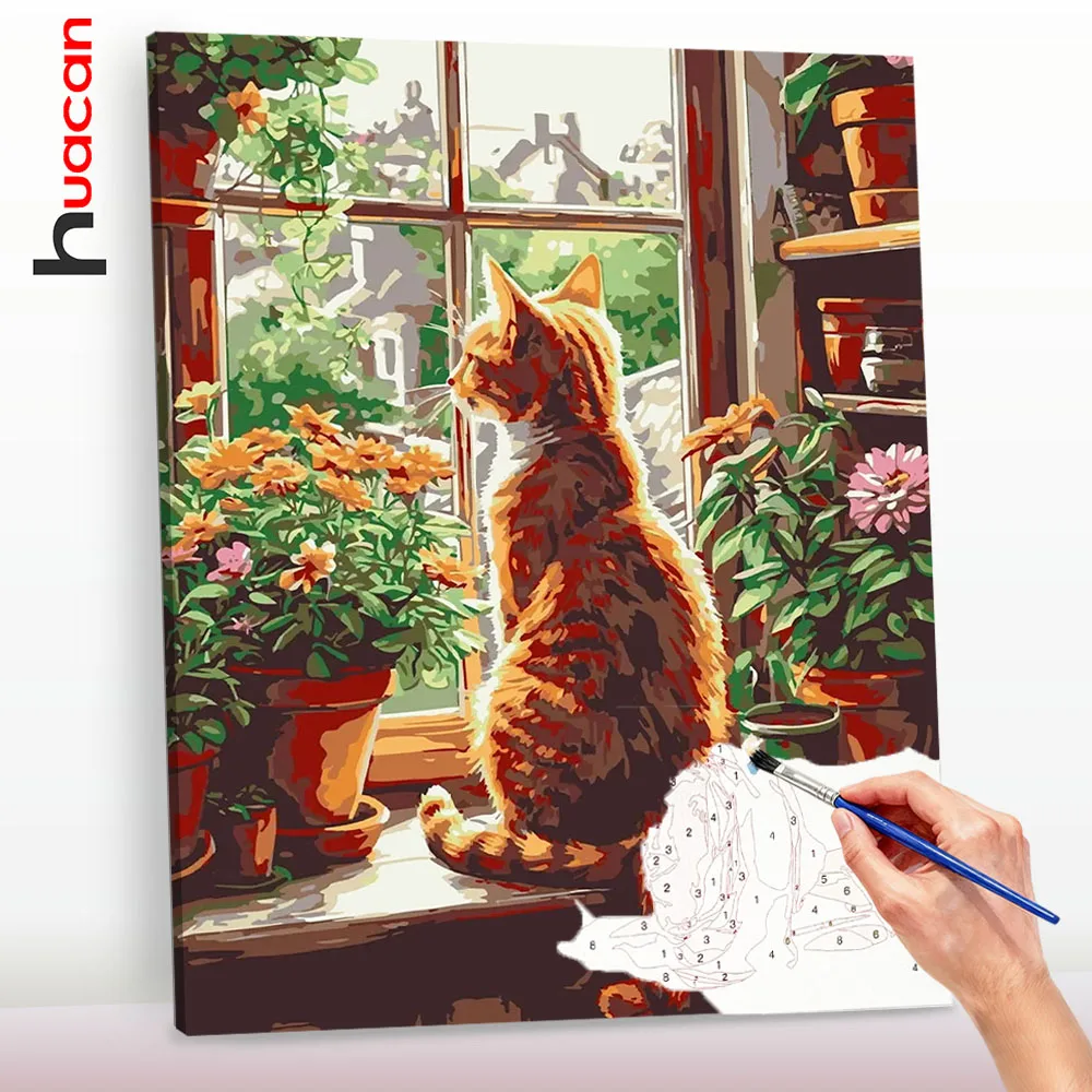 Huacan 1pc Adult Paint by Numbers Kit - Window-Sill Flower Cat, 40×50cm, Animal Themed, DIY Painting Set, Frameless Wall
Huacan 1pc Adult Paint by Numbers Kit - Window-Sill Flower Cat, 40×50cm, Animal Themed, DIY Painting Set, Frameless Wall