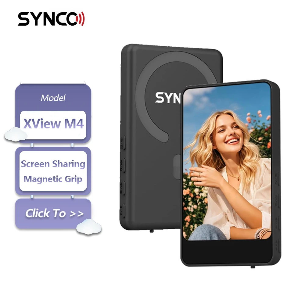 SYNCO XView M4 Selfie Monitor Screen for Smartphone Photography Back Camera Monitor with Bluetooth Control for IOS Android