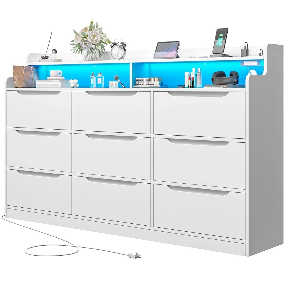 9 Drawer Dressers for Bedroom with LED Light, Wood Chests of Drawers with Charging Station, chest of drawers
9 Drawer Dressers for Bedroom with LED Light, Wood Chests of Drawers with Charging Station, chest of drawers