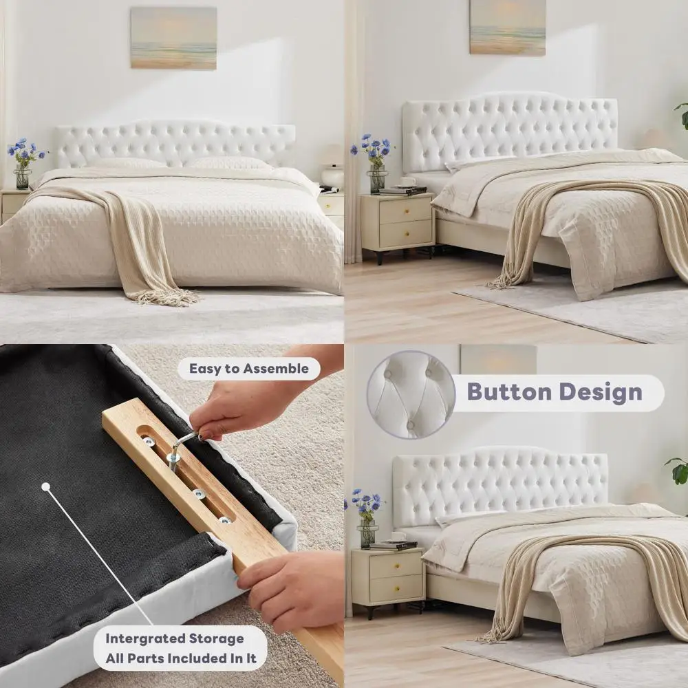 Изголовье кровати с алмазной стежкой и регулируемой высотой, ножки из массива дерева, обивка из велюра, для кровати размера Full, белое
Изголовье кровати с алмазной стежкой и регулируемой высотой, ножки из массива дерева, обивка из велюра, для кровати размера Full, белое