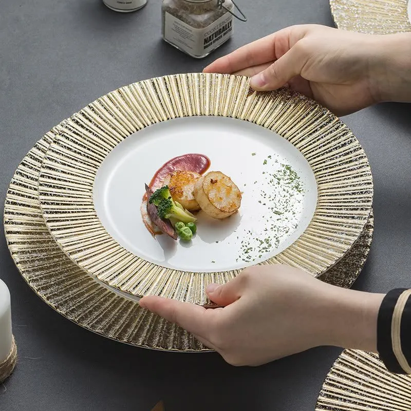 Carl European Ceramic Dinner Plate 12 Inch Gold Rim Steak Pasta Plate Commercial Use
Carl European Ceramic Dinner Plate 12 Inch Gold Rim Steak Pasta Plate Commercial Use