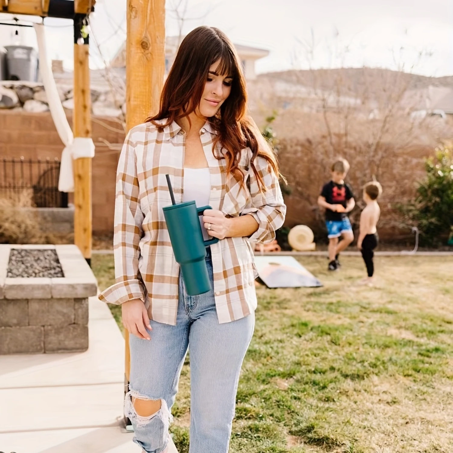 40oz Stainless Steel Cold Drink Cup With Handle & Straw, Portable Large Capacity Water Bottle for Outdoor Travel Camping, Wide M
40oz Stainless Steel Cold Drink Cup With Handle & Straw, Portable Large Capacity Water Bottle for Outdoor Travel Camping, Wide M