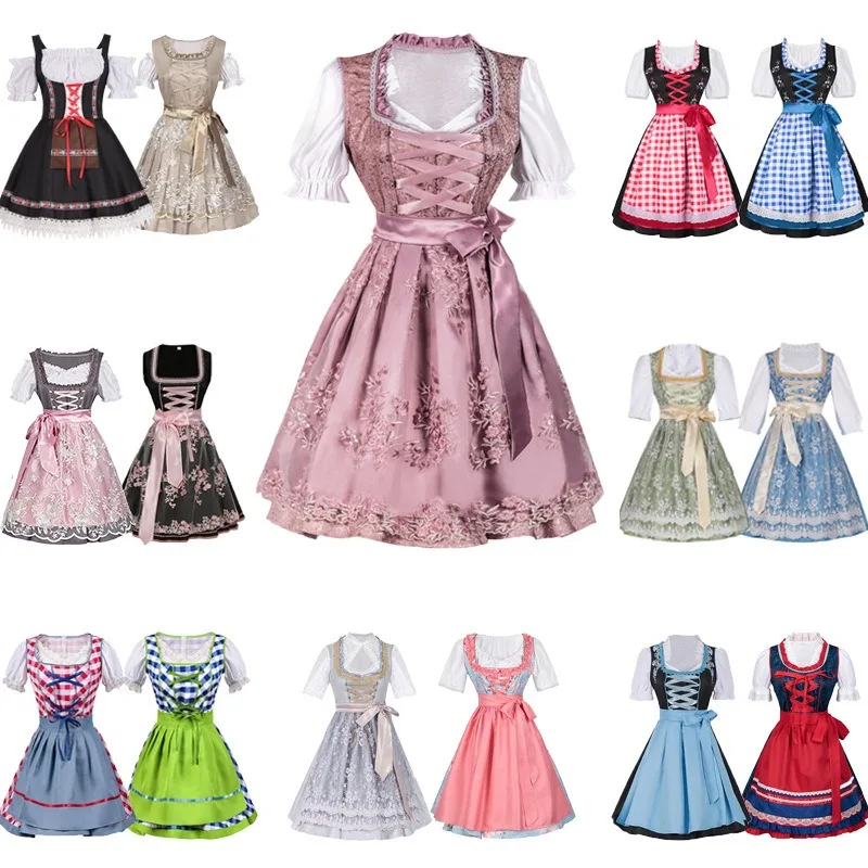 Carnival Cosplay Costume Bavarian Printed Straps Design Dress Apron Set Retro Theme Party Role Playing Outfits for Adult Women
Carnival Cosplay Costume Bavarian Printed Straps Design Dress Apron Set Retro Theme Party Role Playing Outfits for Adult Women
