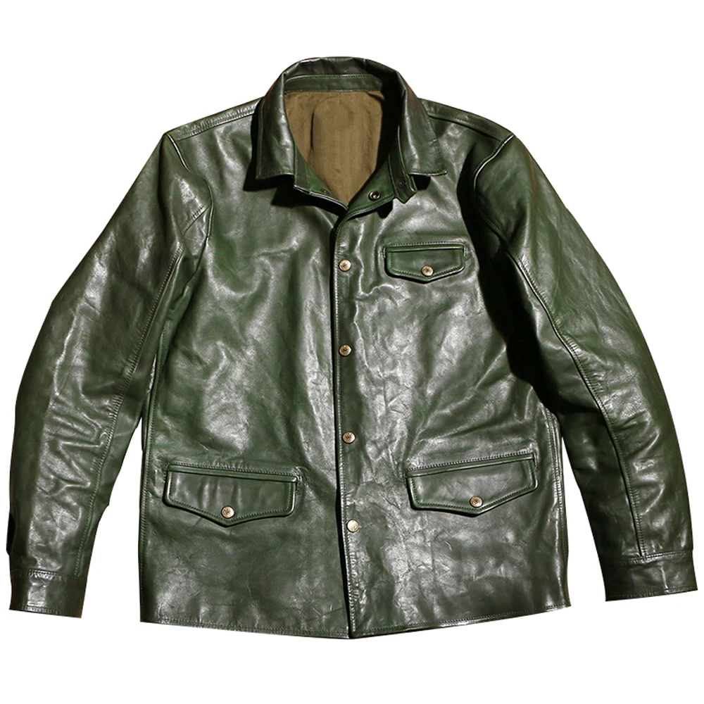 Luxury Fashion Horsehide Brakeman Suit Coat Green Winter Brand Genuine Leather Mens Blazer Jacket Overcoat American Streetwear
Luxury Fashion Horsehide Brakeman Suit Coat Green Winter Brand Genuine Leather Mens Blazer Jacket Overcoat American Streetwear