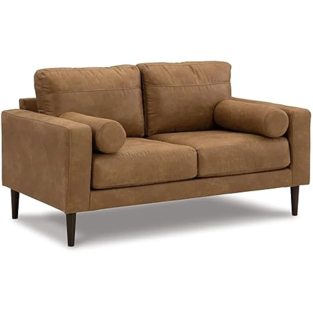 Modern faux leather loveseat sofa with 2 pillows, dark brown modern living room sofa
Modern faux leather loveseat sofa with 2 pillows, dark brown modern living room sofa