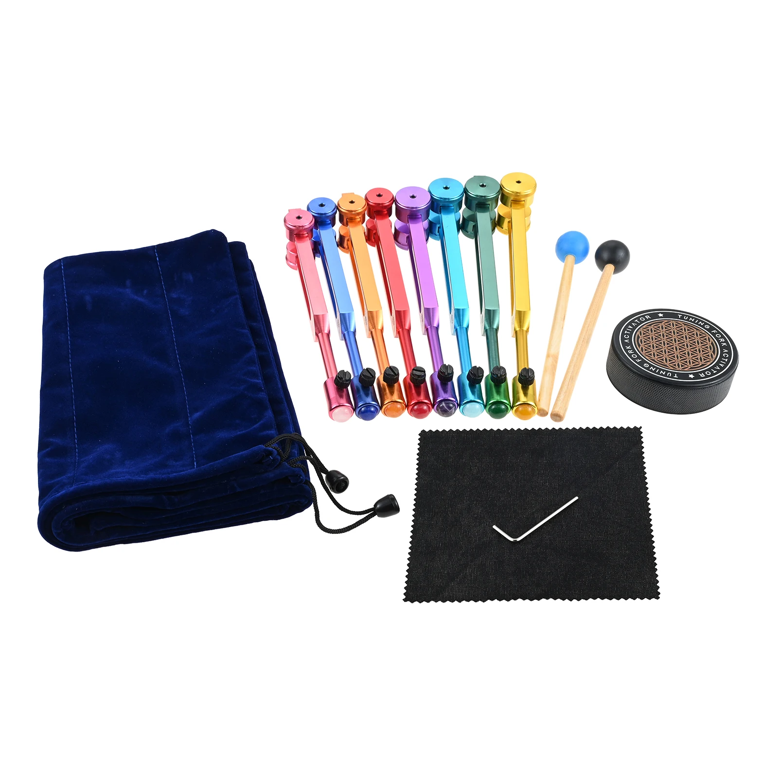 Colorful Tuning Fork Sound Healing Set 126.22/136.1/141.27/172.06/194.18/210.42/221.23/272.2Hz with Tuning Fork Activator
Colorful Tuning Fork Sound Healing Set 126.22/136.1/141.27/172.06/194.18/210.42/221.23/272.2Hz with Tuning Fork Activator