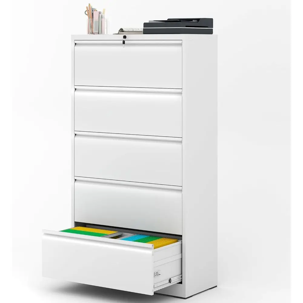 Metal Lateral File Cabinet with Lock, Wide Filing, Hanging Files, Letter/Legal/A4 Size, Assembly Required, White
Metal Lateral File Cabinet with Lock, Wide Filing, Hanging Files, Letter/Legal/A4 Size, Assembly Required, White