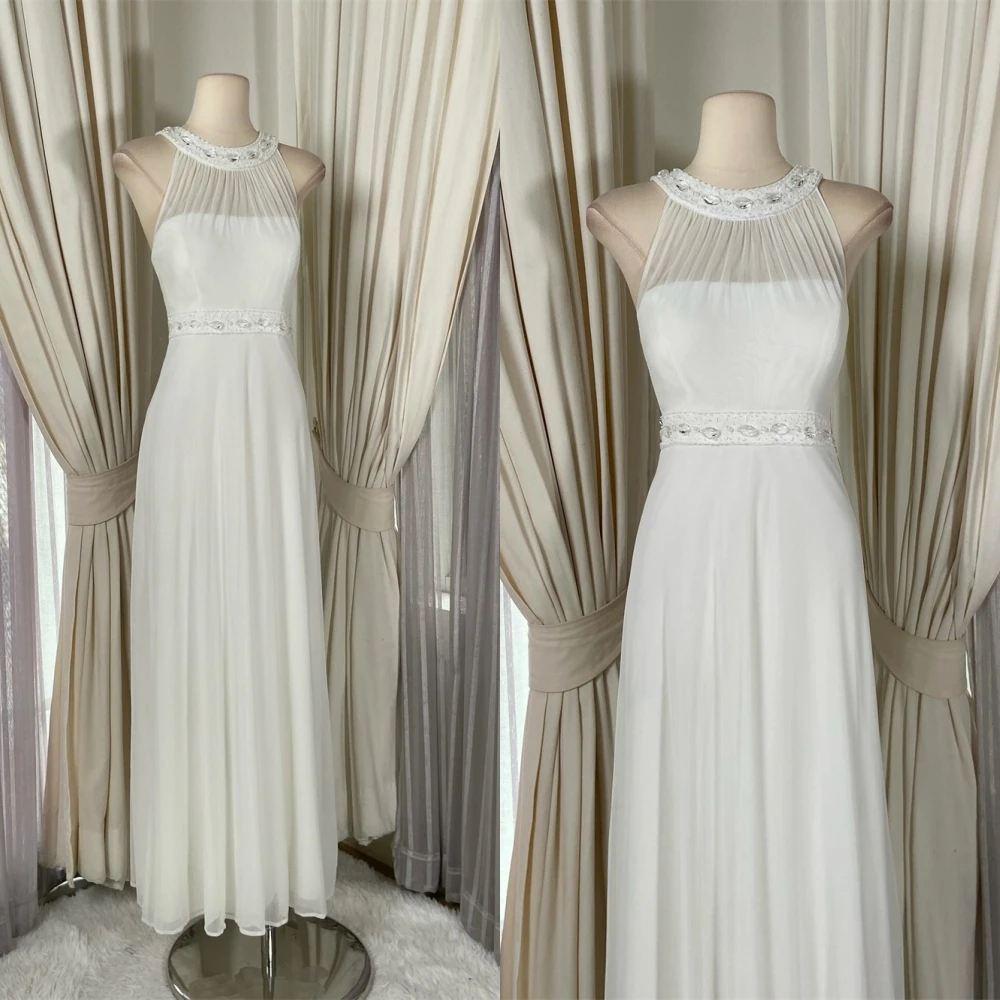 Customized High Quality White Chiffon Evening Dress Elegant Graceful Crew Neck Sleeveless Zipper Back Special Occasion Gowns
Customized High Quality White Chiffon Evening Dress Elegant Graceful Crew Neck Sleeveless Zipper Back Special Occasion Gowns