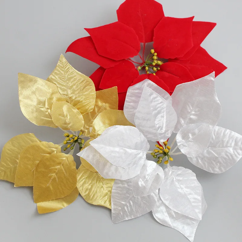 wholesale 3colors 22CM For christmas decoration artificial silk flowers Christmas poinsettia flower heads gold silver red
wholesale 3colors 22CM For christmas decoration artificial silk flowers Christmas poinsettia flower heads gold silver red