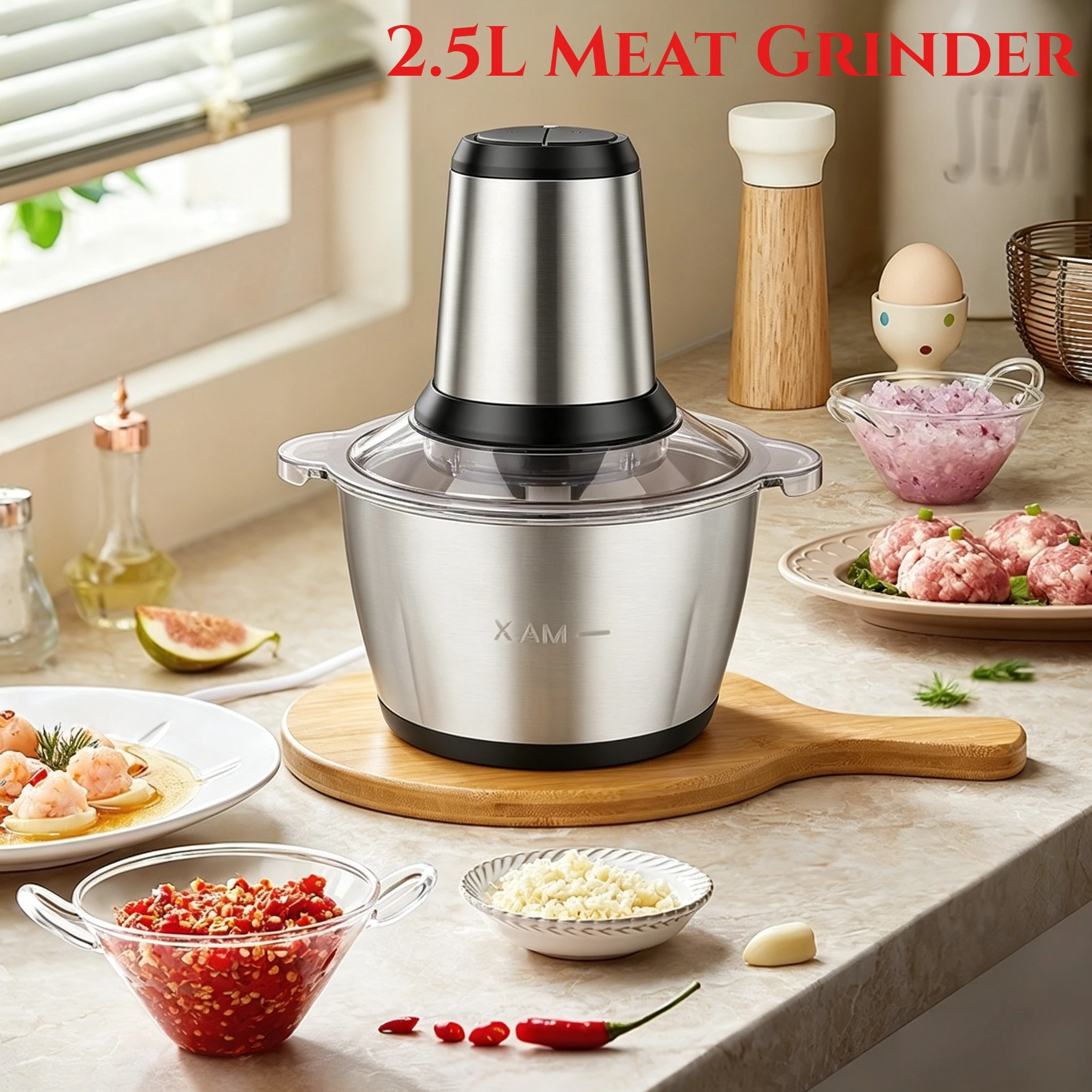 Meat Mincer 2.5Liter Household Meat Grinder with Stainless Steel Anti-Spill Design Food Preparation Multiprocessor Mixer Grinder
Meat Mincer 2.5Liter Household Meat Grinder with Stainless Steel Anti-Spill Design Food Preparation Multiprocessor Mixer Grinder
