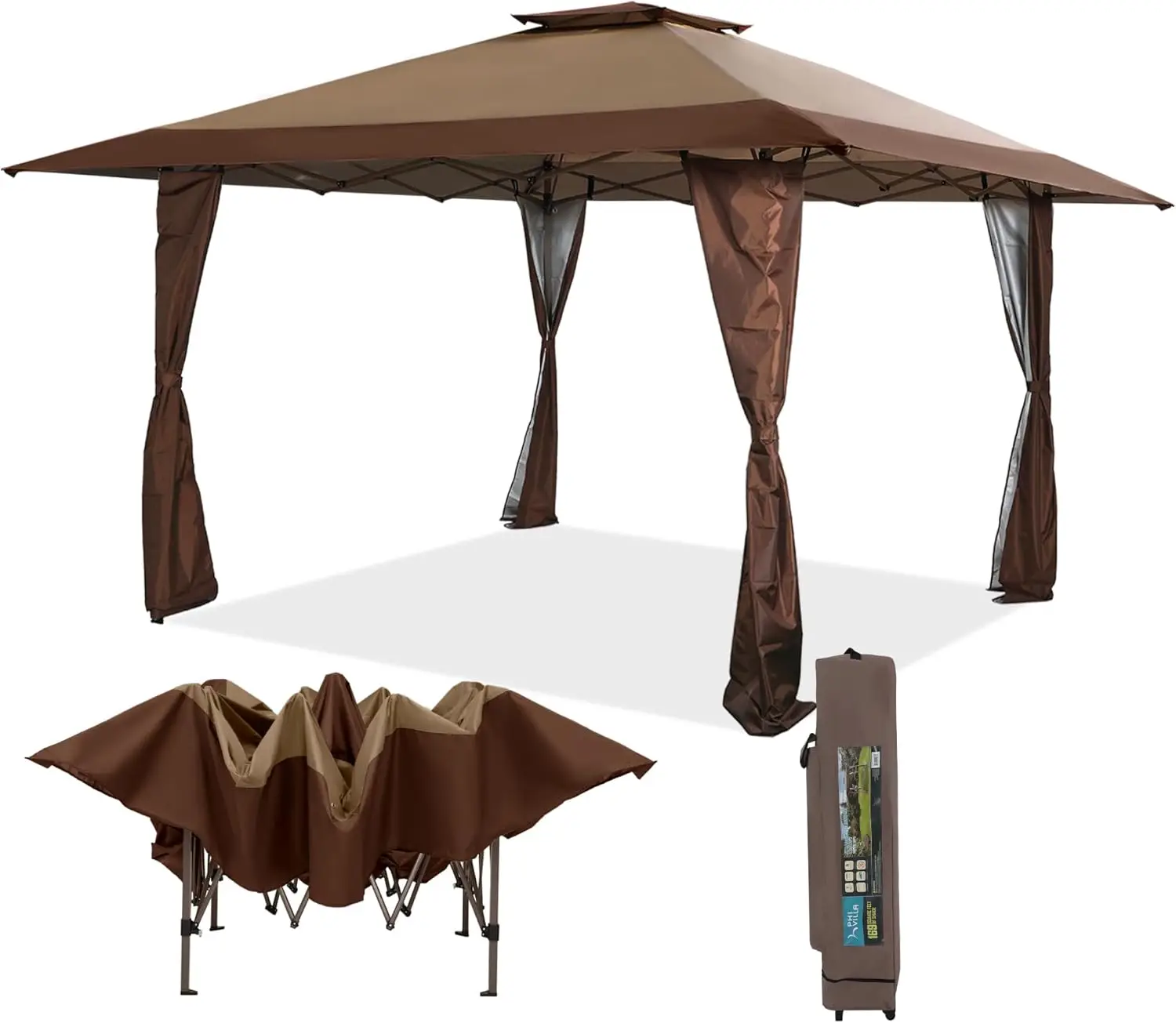 13x13 Pop Up Canopy Tent Outdoor Patio Canopy Gazebo Shade UPF50+, Brown
13x13 Pop Up Canopy Tent Outdoor Patio Canopy Gazebo Shade UPF50+, Brown
