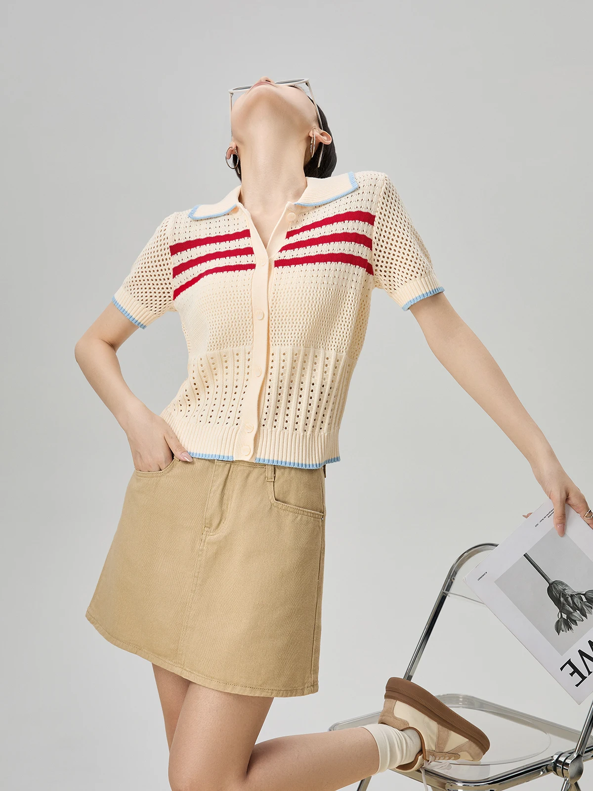 Guuli Color Blo Hollow out Knitted ort Sve T-irt Women's Sli Summer Top Korean Sle Slim Fit Polyester Fiber
Guuli Color Blo Hollow out Knitted ort Sve T-irt Women's Sli Summer Top Korean Sle Slim Fit Polyester Fiber