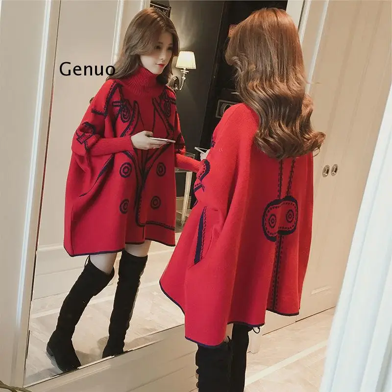 Sweater Cloak Women Femme Autumn Winter New Korean Of The Long High Collar Loose Cape Pullover Female Bat Shirt Poncho Mujer
Sweater Cloak Women Femme Autumn Winter New Korean Of The Long High Collar Loose Cape Pullover Female Bat Shirt Poncho Mujer