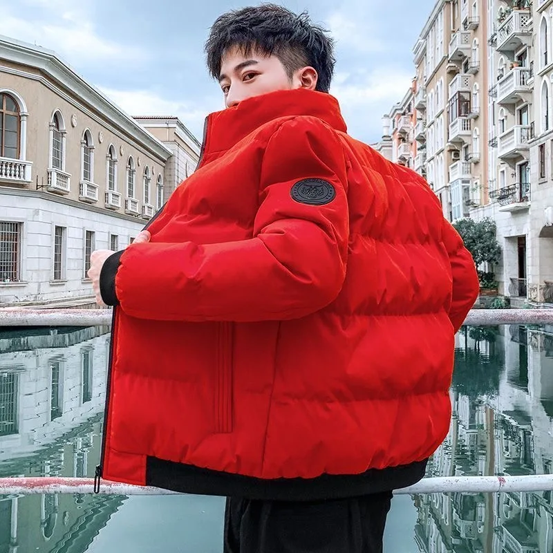 Red Tiger Head Cotton Jaet Winter Warm Casual Stand Collar Men's Cotton Coat Faion Brand Silk Simulation Youth Sle
Red Tiger Head Cotton Jaet Winter Warm Casual Stand Collar Men's Cotton Coat Faion Brand Silk Simulation Youth Sle