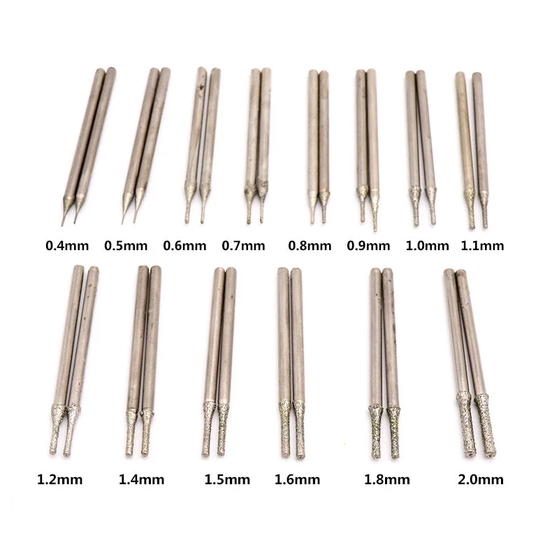 0.4/0.6/0.8/1/1.2/1.4/1.6/1.8mm Diamond Coated Drill Bits with 2.35mm Shank Glass Jade Amber Jewelry Glass Diamond Drill Bit
0.4/0.6/0.8/1/1.2/1.4/1.6/1.8mm Diamond Coated Drill Bits with 2.35mm Shank Glass Jade Amber Jewelry Glass Diamond Drill Bit