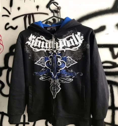 American high street Retro Gothic black long-sleeved cross-print hoodie y2k daily Harajuku sports loose zipper hoodie for men
American high street Retro Gothic black long-sleeved cross-print hoodie y2k daily Harajuku sports loose zipper hoodie for men