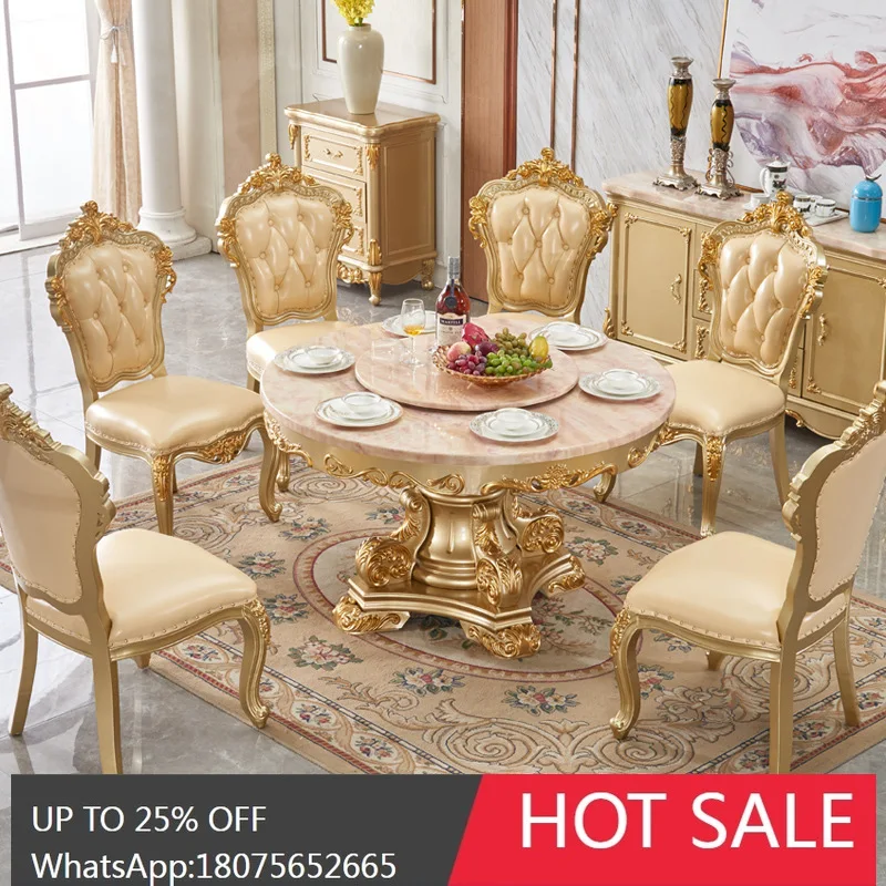 SGF Furniture European Style Solid Wood Dining Table Marble Top Round Table Dining Table 1.5m
SGF Furniture European Style Solid Wood Dining Table Marble Top Round Table Dining Table 1.5m