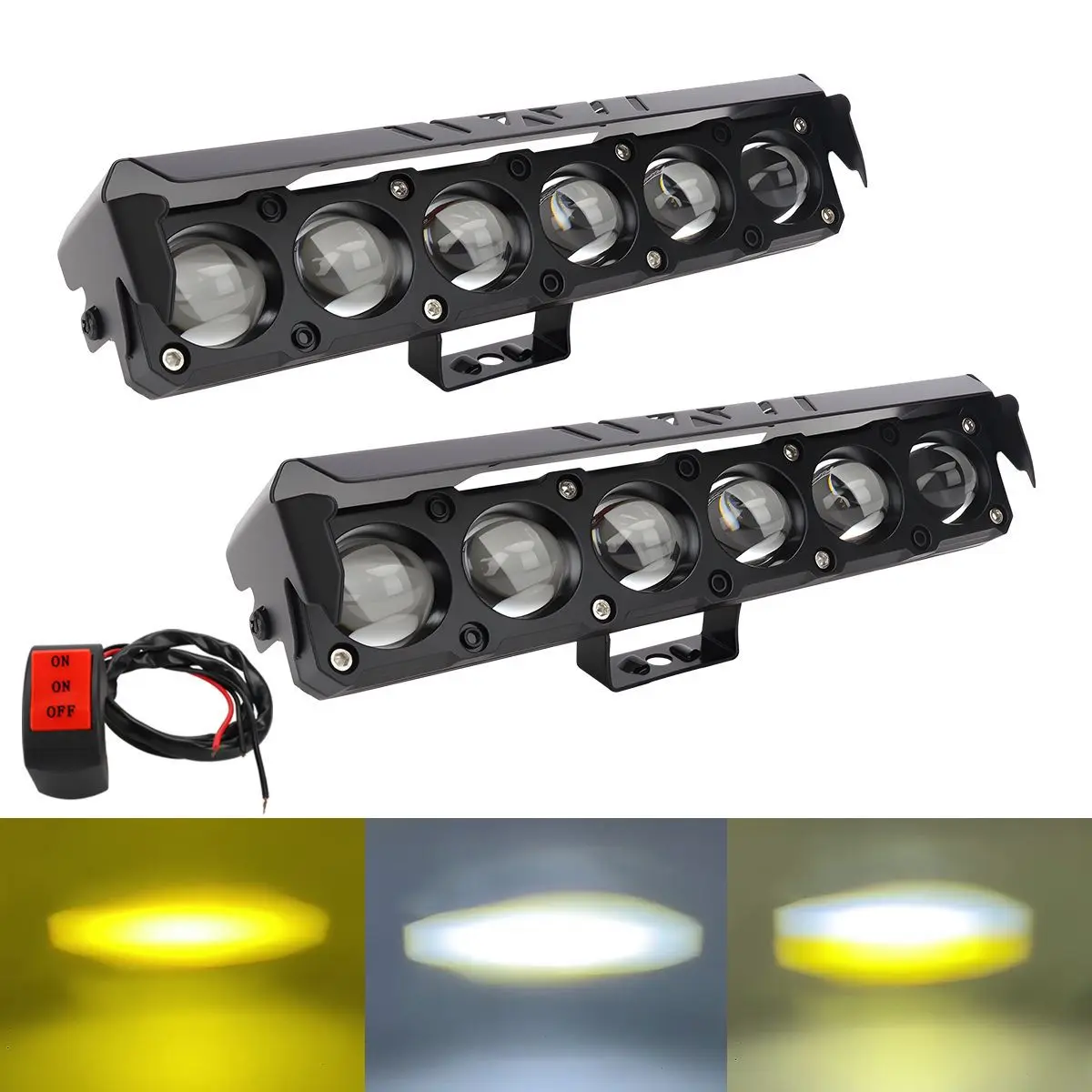 2Pcs LED Motorcycle LED Spotlight Dual Color Hi/Low Beam Fog Lamps With Switch For Car Trucks SUV 12V 24V Mini Lens Headlight
2Pcs LED Motorcycle LED Spotlight Dual Color Hi/Low Beam Fog Lamps With Switch For Car Trucks SUV 12V 24V Mini Lens Headlight