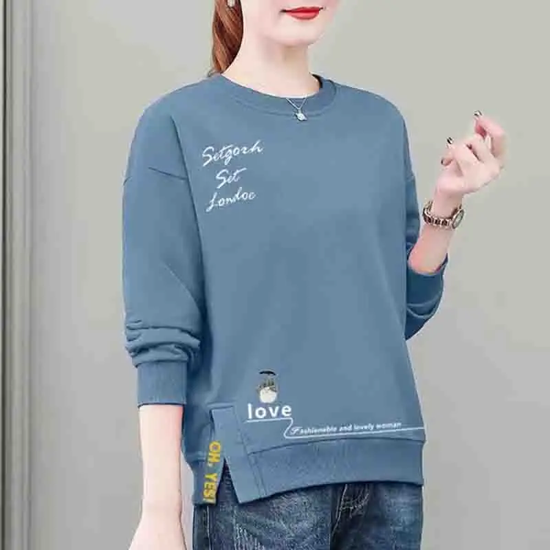 Pure Cotton Spring Autumn Women Loose Fit Pullover Round Neck Long Sleeved Hoodie Female Korean Leisure Round Neck Hoodie Coat
Pure Cotton Spring Autumn Women Loose Fit Pullover Round Neck Long Sleeved Hoodie Female Korean Leisure Round Neck Hoodie Coat
