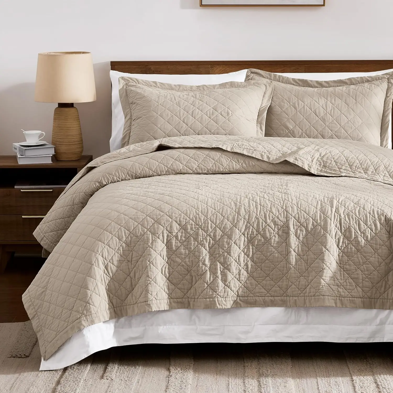 Queen Size Cotton Quilt Set, Pre-Washed Lightweight Bedspread with 2 Pillow Shams, Farmhouse All Season Bedding, Beige
Queen Size Cotton Quilt Set, Pre-Washed Lightweight Bedspread with 2 Pillow Shams, Farmhouse All Season Bedding, Beige