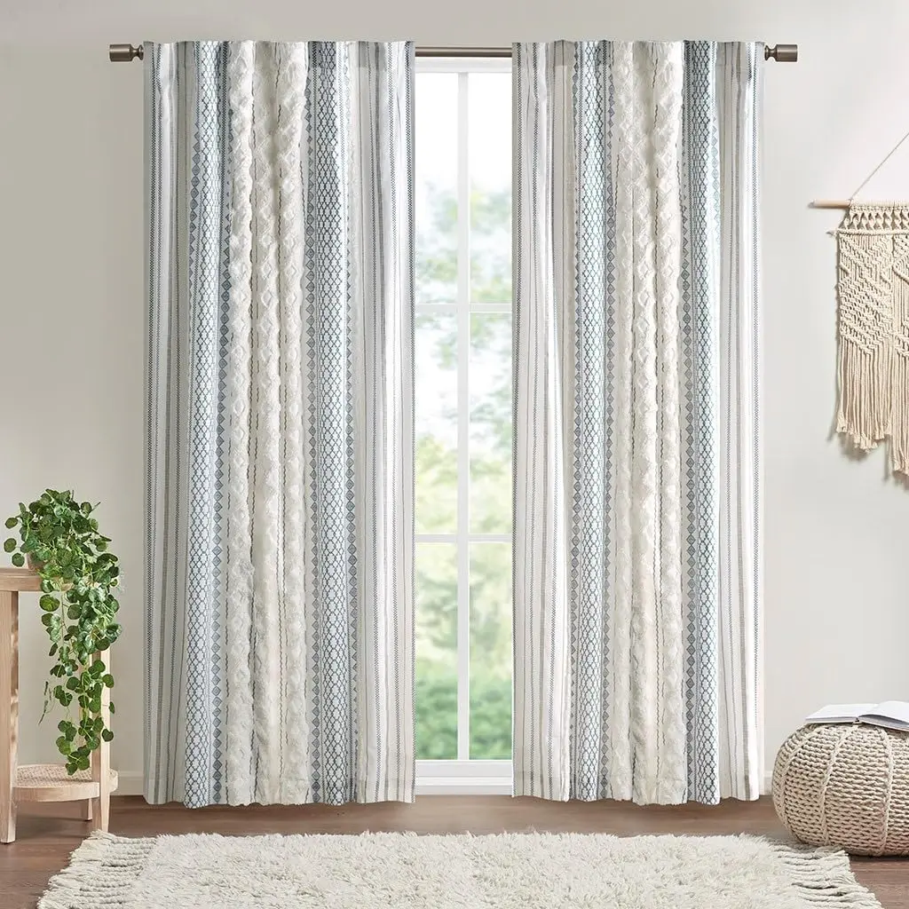 Cotton Printed Curtain Panel with Chenille Stripe and Lining White,50x84
Cotton Printed Curtain Panel with Chenille Stripe and Lining White,50x84